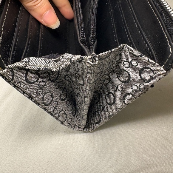 GUESS Logo Zip Around & Snap Front Wallet Clutch Bag Logo Black - Picture 7 of 13